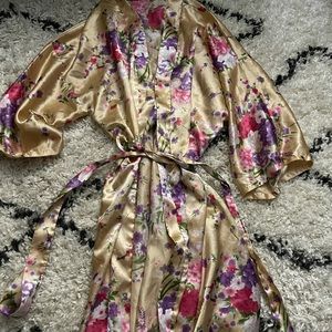 Floral silk robe